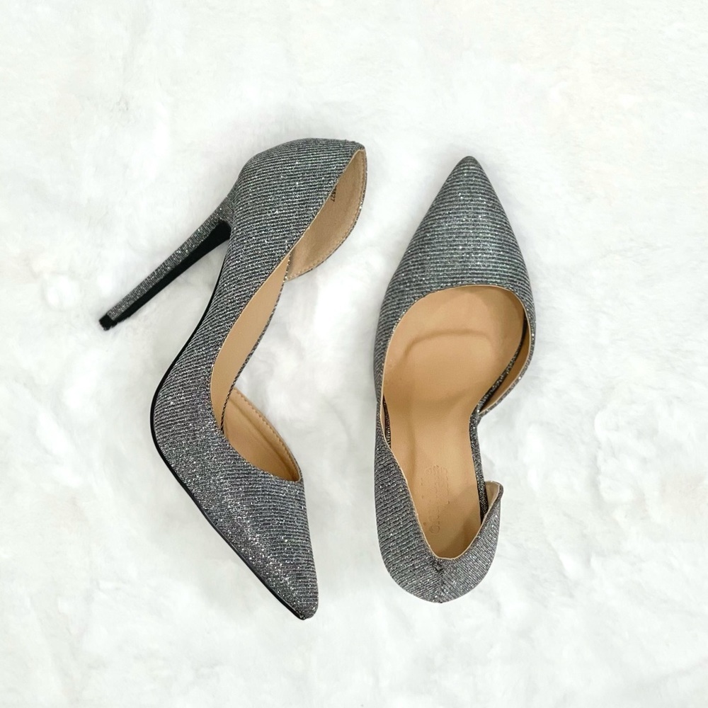 Charlotte Ruse 5” Stiletto Heels- Glitter/Silver